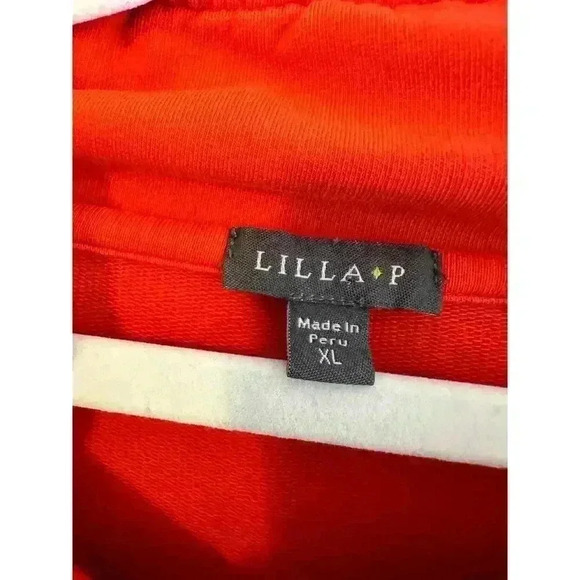 Lilla P. Ruffle Neck Cotton Blend Jacket with Cinched Waist Color Poppy Size XL - Picture 5 of 7